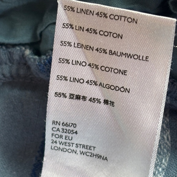 Anthropologie Blue and White Textured Striped Linen Blend Wide Leg Pants Medium - Picture 5 of 6